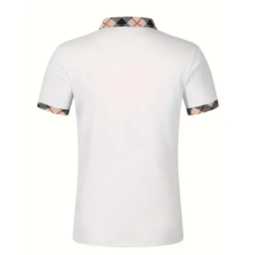 Men's Polo Shirt Button Up Polos Casual Holiday Lapel Short Sleeve Fashion Basic Plaid Color Block Patchwork Summer Regular Fit Black White Red Navy Blue Sky Blue Beige Polo Shirt