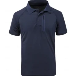 Men's Polo Shirt Golf Polo Work Street Classic Short Sleeve Fashion Muscle Solid Color Zipper Quick Dry Summer Spring Fall Black Army Green Navy Blue Gray Polo Shirt