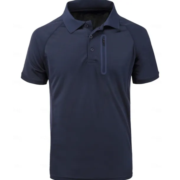 Men's Polo Shirt Golf Polo Work Street Classic Short Sleeve Fashion Muscle Solid Color Zipper Quick Dry Summer Spring Fall Black Army Green Navy Blue Gray Polo Shirt