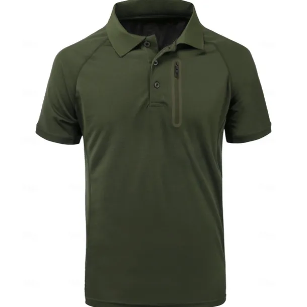 Men's Polo Shirt Golf Polo Work Street Classic Short Sleeve Fashion Muscle Solid Color Zipper Quick Dry Summer Spring Fall Black Army Green Navy Blue Gray Polo Shirt