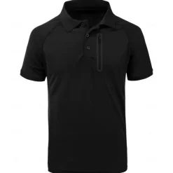 Men's Polo Shirt Golf Polo Work Street Classic Short Sleeve Fashion Muscle Solid Color Zipper Quick Dry Summer Spring Fall Black Army Green Navy Blue Gray Polo Shirt