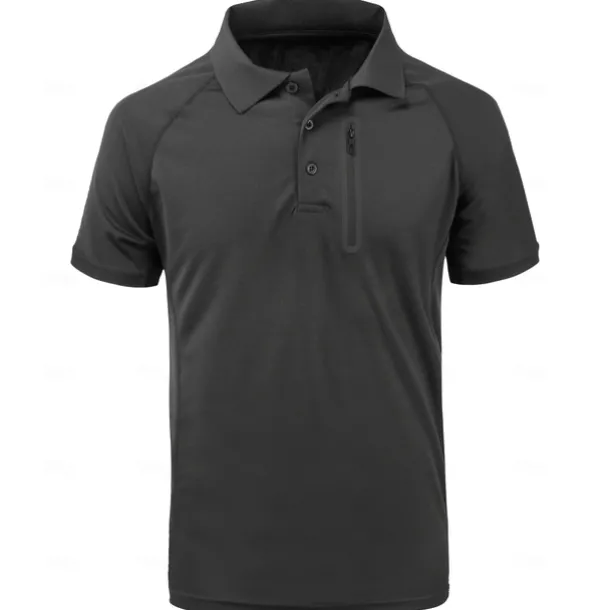 Men's Polo Shirt Golf Polo Work Street Classic Short Sleeve Fashion Muscle Solid Color Zipper Quick Dry Summer Spring Fall Black Army Green Navy Blue Gray Polo Shirt