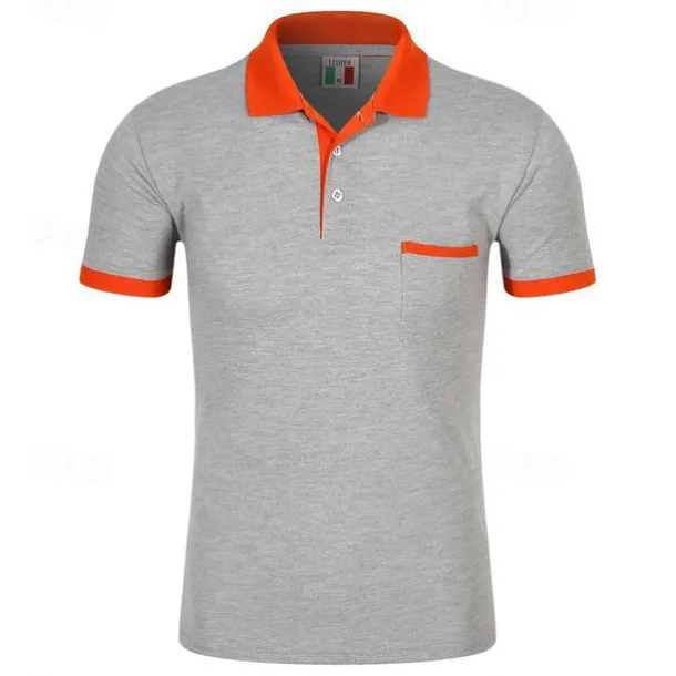 Men's Polo Shirt Golf Shirt Street Casual Polo Collar Ribbed Polo Collar Short Sleeve Sports Casual Color Block Pocket Button Front Summer Spring Slim Fit Spring Grass Green Wine Red Blue Green Gray