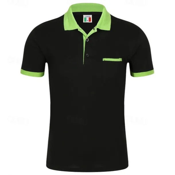Men's Polo Shirt Golf Shirt Street Casual Polo Collar Ribbed Polo Collar Short Sleeve Sports Casual Color Block Pocket Button Front Summer Spring Slim Fit Spring Grass Green Wine Red Blue Green Gray