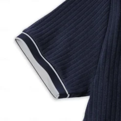 Men's Polo Shirt Golf Shirt Work Casual Lapel Ribbed Polo Collar Short Sleeve Basic Modern Color Block Patchwork Button Spring & Summer Regular Fit Light Blue White Burgundy Navy Blue Gray Polo Shirt