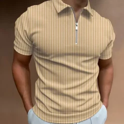 Men's Polo Shirt Golf Shirt Work Daily Wear Turndown Quarter Zip Short Sleeve Fashion Classic Style Plain Half Zip Quarter Zip Summer Regular Fit Light Blue Black White Navy Blue Light Grey Apricot