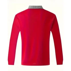 Men's Polo Shirt Golf Shirt Casual Sports Lapel Long Sleeve Fashion Basic Color Block Houndstooth Patchwork Button Spring & Fall Regular Fit White Red Navy Blue Khaki Light Blue Polo Shirt