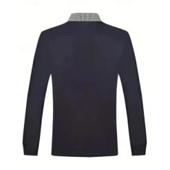 Men's Polo Shirt Golf Shirt Casual Sports Lapel Long Sleeve Fashion Basic Color Block Houndstooth Patchwork Button Spring & Fall Regular Fit White Red Navy Blue Khaki Light Blue Polo Shirt