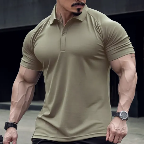 Men's Polo Shirt Golf Shirt Casual Holiday Lapel Classic Short Sleeve Fashion Basic Plain Button Summer Regular Fit Black Army Green Navy Blue Green Gray Polo Shirt