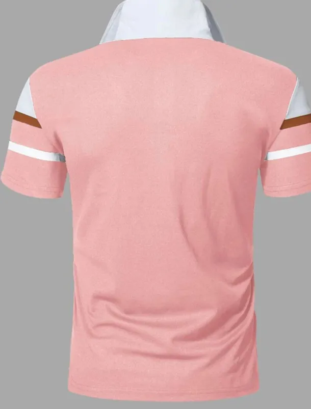 Men's Polo Shirt Golf Shirt Casual Holiday Classic Short Sleeve Fashion Basic Color Block Classic Summer Regular Fit Fire Red Black Pink Dark navy Polo Shirt