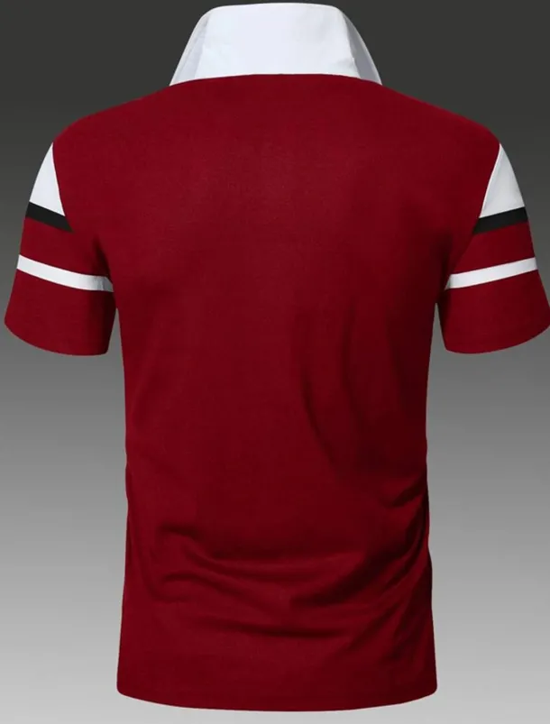 Men's Polo Shirt Golf Shirt Casual Holiday Classic Short Sleeve Fashion Basic Color Block Classic Summer Regular Fit Fire Red Black Pink Dark navy Polo Shirt