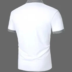 Men's Polo Shirt Golf Shirt Date Vacation Lapel Button Short Sleeves Fashion Plaid / Striped / Chevron / Round Solid / Plain Color Summer Dry-Fit Black White Navy Blue Sky Blue Polo Shirt