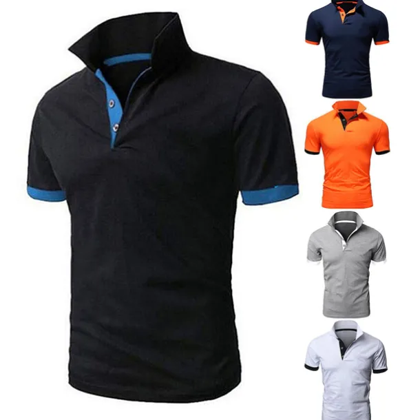 Men's Polo Shirt Golf Shirt Outdoor Casual Polo Collar Classic Short Sleeve Basic Classic Solid Color Button Front Button-Down Summer Regular Fit Apple Green Lake blue Black / Red Black White Yellow
