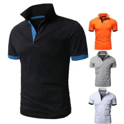 Men's Polo Shirt Golf Shirt Outdoor Casual Polo Collar Classic Short Sleeve Basic Classic Solid Color Button Front Button-Down Summer Regular Fit Apple Green Lake blue Black / Red Black White Yellow