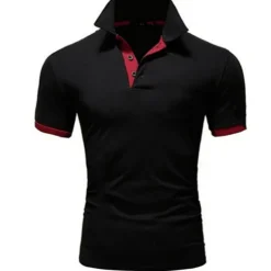 Men's Polo Shirt Golf Shirt Outdoor Casual Polo Collar Classic Short Sleeve Basic Classic Solid Color Button Front Button-Down Summer Regular Fit Apple Green Lake blue Black / Red Black White Yellow