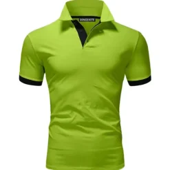 Men's Polo Shirt Golf Shirt Outdoor Casual Polo Collar Classic Short Sleeve Basic Classic Solid Color Button Front Button-Down Summer Regular Fit Apple Green Lake blue Black / Red Black White Yellow
