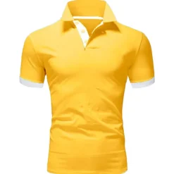 Men's Polo Shirt Golf Shirt Outdoor Casual Polo Collar Classic Short Sleeve Basic Classic Solid Color Button Front Button-Down Summer Regular Fit Apple Green Lake blue Black / Red Black White Yellow