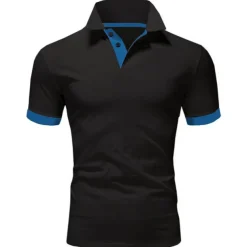 Men's Polo Shirt Golf Shirt Outdoor Casual Polo Collar Classic Short Sleeve Basic Classic Solid Color Button Front Button-Down Summer Regular Fit Apple Green Lake blue Black / Red Black White Yellow