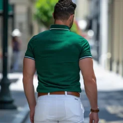 Men's Polo Shirt Golf Shirt Casual Holiday Lapel Short Sleeve Fashion Basic Color Block Horse Patchwork Embroidery Summer Regular Fit Black Burgundy Green Polo Shirt