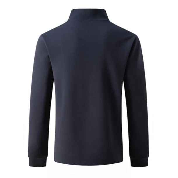 Men's Polo Shirt High Neck Outdoor Casual Lapel Quarter Zip Long Sleeve Fashion Basic Waves Solid / Plain Color Quarter Zip Spring & Fall Regular Fit Black White Dark Navy Blue Polo Shirt