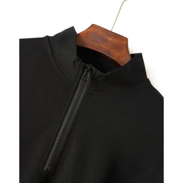 Men's Polo Shirt High Neck Outdoor Casual Lapel Quarter Zip Long Sleeve Fashion Basic Waves Solid / Plain Color Quarter Zip Spring & Fall Regular Fit Black White Dark Navy Blue Polo Shirt