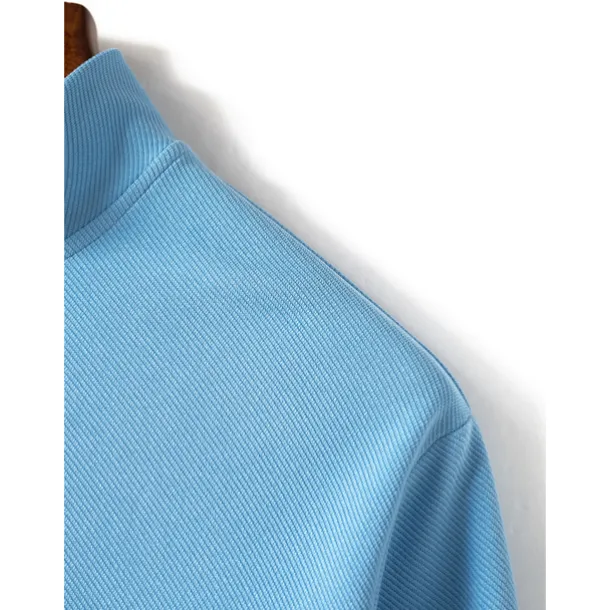 Men's Polo Shirt High Neck Outdoor Casual Lapel Quarter Zip Long Sleeve Fashion Basic Waves Solid / Plain Color Quarter Zip Spring & Fall Regular Fit Black White Dark Navy Blue Polo Shirt