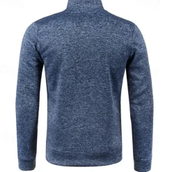 Men's Polo Shirt Quarter Zip Polo Sports & Outdoor Casual Daily Standing Collar Quarter Zip Long Sleeve Fashion Basic Solid Color Pocket Spring & Fall Regular Fit Black Navy Blue Ocean Blue Orange