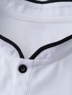 Men's Polo Shirts Collarless Golf Shirts Casual Stand Collar Short Sleeve Basic Comfortable Plain Buttons Summer Spring Regular Fit Black White Red Polo Shirts