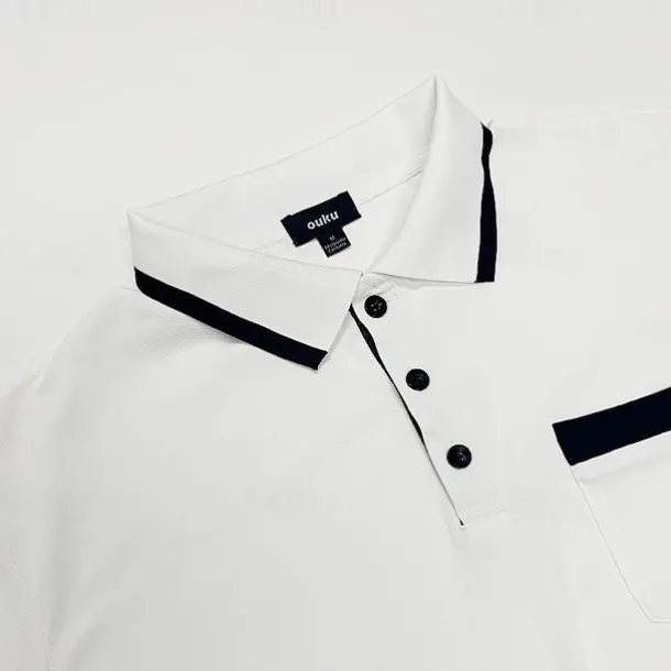 Men's Polo Shirts Golf Shirt Casual Sports Lapel Short Sleeve Fashion Basic Color Block Patchwork Front Pocket Summer Regular Fit White Red Navy Blue Blue Gray Polo Shirts