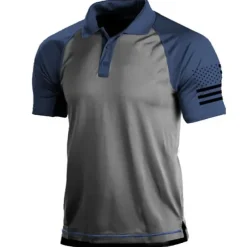 Men's Polo Shirts Golf Shirt Turndown Fashion Casual Comfortable Short Sleeve Black Yellow Blue Green Dark Gray Color Block 3D Print Turndown Vacation Street 3D Button-Down Clothing Clothes Polyester
