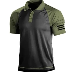 Men's Polo Shirts Golf Shirt Turndown Fashion Casual Comfortable Short Sleeve Black Yellow Blue Green Dark Gray Color Block 3D Print Turndown Vacation Street 3D Button-Down Clothing Clothes Polyester