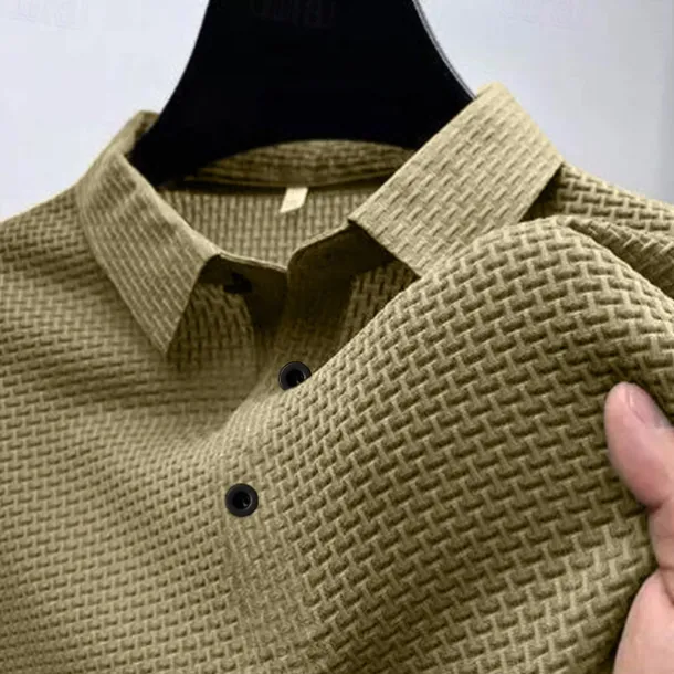 Men's Polo Shirts Golf Shirt Casual Holiday Classic Short Sleeve Fashion Basic Plain Buttons Summer Regular Fit Navy Black White Yellow Green Dark Blue Polo Shirts