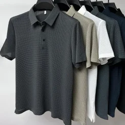 Men's Polo Shirts Golf Shirt Casual Holiday Classic Short Sleeve Fashion Basic Plain Buttons Summer Regular Fit Navy Black White Yellow Green Dark Blue Polo Shirts