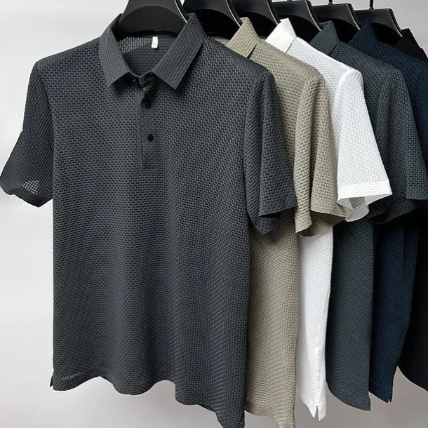Men's Polo Shirts Golf Shirt Casual Holiday Classic Short Sleeve Fashion Basic Plain Buttons Summer Regular Fit Navy Black White Yellow Green Dark Blue Polo Shirts