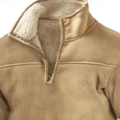 Men's Polo Sweatshirt Polar Fleece Quarter Zip Sweatshirt Khaki Half Zip Plain Pocket Sports & Outdoor Daily Holiday Polyester Streetwear Basic Casual Winter Autumn / Fall Clothing Apparel Hoodies