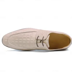 Men's Premium Cowhide Lace-Up Crocodile Pattern Loafers - Elegant Formal Shoes for Office and Special Occasions