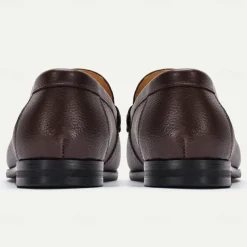 Men's Premium Cowhide Leather Loafers – Classic Slip-On Dress Shoes with Metal Bit Decor for Formal and Casual Wear