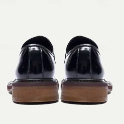 Men's Premium Cowhide Leather Loafers with Glossy Finish, Chain Detail - Formal Dress Shoes for Business, Weddings & Special Occasions