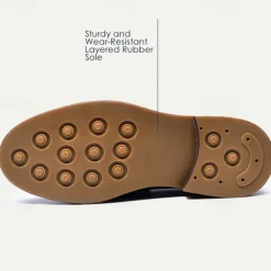 Men's Premium Cowhide Leather Loafers with Glossy Finish, Chain Detail - Formal Dress Shoes for Business, Weddings & Special Occasions