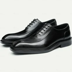 Men's Premium Cowhide Leather Oxford Shoes - Formal Business Dress Footwear with Hand-Stitched Detailing, Ideal for Weddings, Office and Formal Events