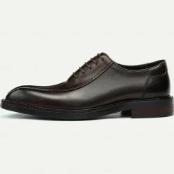 Men's Premium Cowhide Leather Oxford Shoes - Formal Business Dress Footwear with Hand-Stitched Detailing, Ideal for Weddings, Office and Formal Events