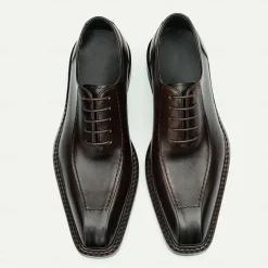 Men's Premium Cowhide Leather Oxford Shoes - Formal Business Dress Footwear with Hand-Stitched Detailing, Ideal for Weddings, Office and Formal Events