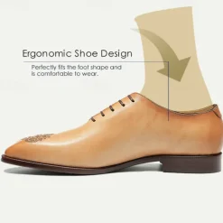 Men's Premium Cowhide Oxford Shoes - Vintage Brogue Lace-Up Dress Shoes with Intricate Engraved Detailing for Formal Occasions