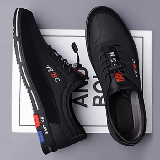 Men's Premium White and Black Faux Leather Lace-Up Sneakers with Vibrant Color Accents for Sports and Leisure