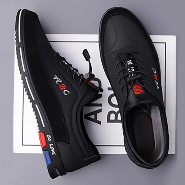Men's Premium White and Black Faux Leather Lace-Up Sneakers with Vibrant Color Accents for Sports and Leisure