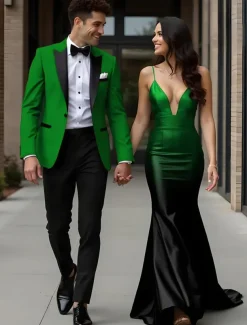 Men's Prom Fall Wedding Party Suits Peaked Lapel Red Grape Fashion Formal Solid Colored Standard Fit 2 Piece Single Breasted One-button
