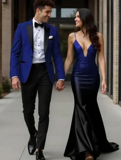 Men's Prom Fall Wedding Party Suits Peaked Lapel Red Grape Fashion Formal Solid Colored Standard Fit 2 Piece Single Breasted One-button