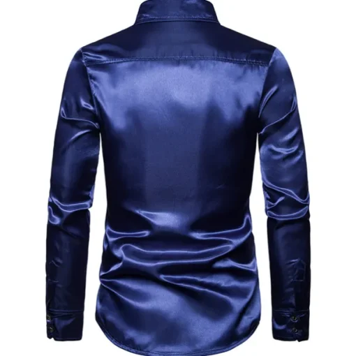 Men's Prom Shirt Disco Shirt Satin Silk Shirt Tuxedo Shirts Solid Color Wedding Party Black White Red Blue Long Sleeve Turndown Summer Spring Clothing Apparel Sequins