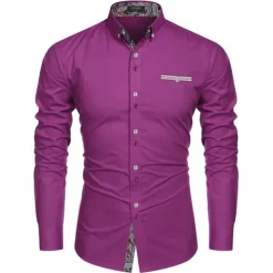 Men's Prom Shirt Tuxedo Shirts Paisley Party Outdoor Pink Long Sleeve Turndown Summer Spring Clothing Apparel Print