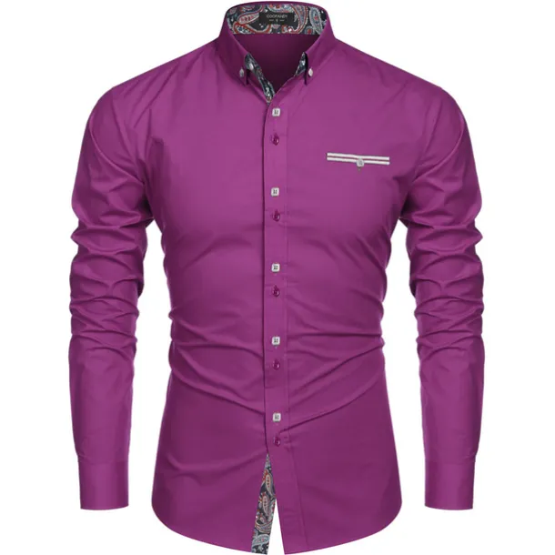 Men's Prom Shirt Tuxedo Shirts Paisley Party Outdoor Pink Long Sleeve Turndown Summer Spring Clothing Apparel Print